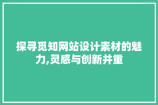 探寻觅知网站设计素材的魅力,灵感与创新并重