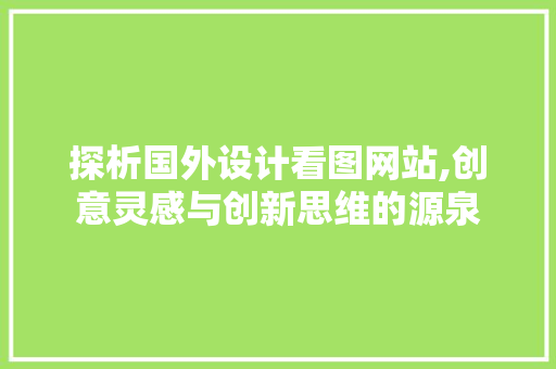 探析国外设计看图网站,创意灵感与创新思维的源泉