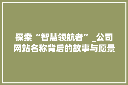 探索“智慧领航者”_公司网站名称背后的故事与愿景