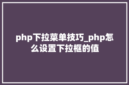 php下拉菜单技巧_php怎么设置下拉框的值