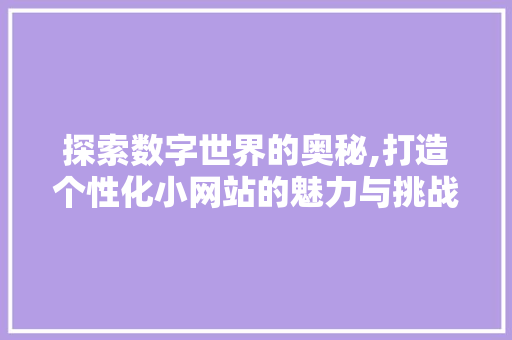 探索数字世界的奥秘,打造个性化小网站的魅力与挑战