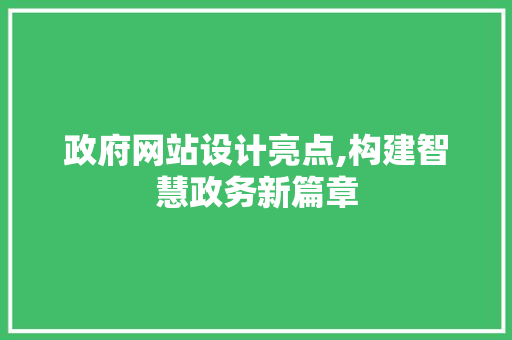政府网站设计亮点,构建智慧政务新篇章