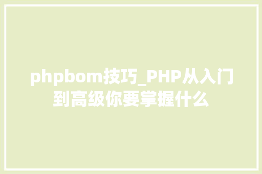 phpbom技巧_PHP从入门到高级你要掌握什么