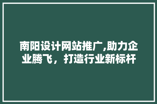 南阳设计网站推广,助力企业腾飞，打造行业新标杆