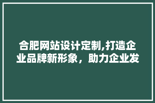 合肥网站设计定制,打造企业品牌新形象，助力企业发展新篇章