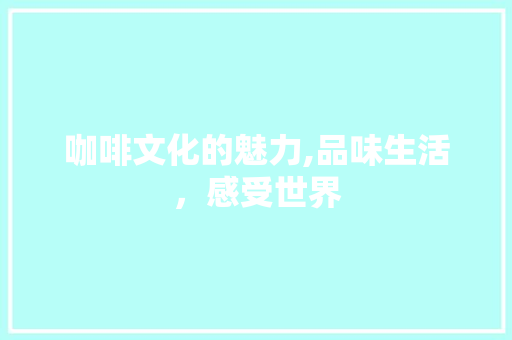 咖啡文化的魅力,品味生活，感受世界