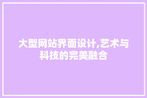 大型网站界面设计,艺术与科技的完美融合