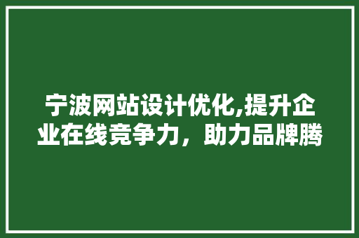 宁波网站设计优化,提升企业在线竞争力，助力品牌腾飞