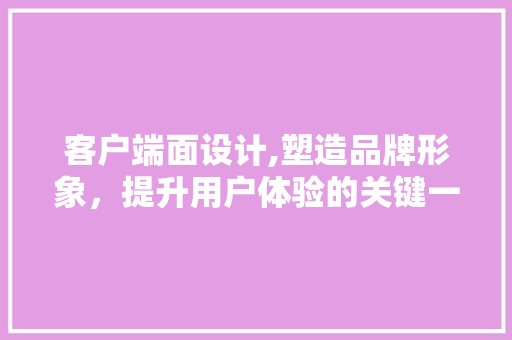 客户端面设计,塑造品牌形象，提升用户体验的关键一环