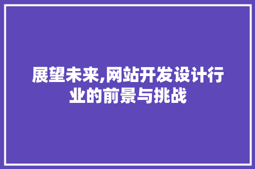 展望未来,网站开发设计行业的前景与挑战