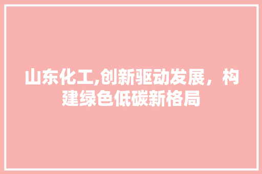 山东化工,创新驱动发展，构建绿色低碳新格局