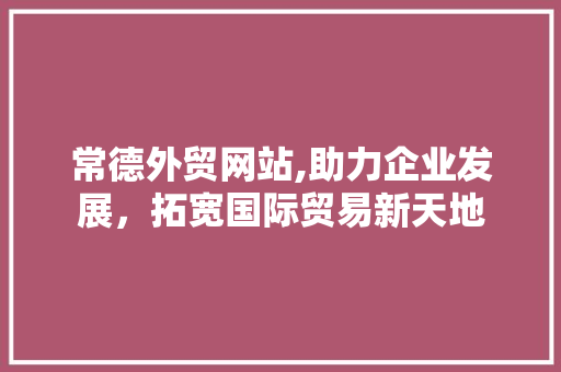 常德外贸网站,助力企业发展，拓宽国际贸易新天地