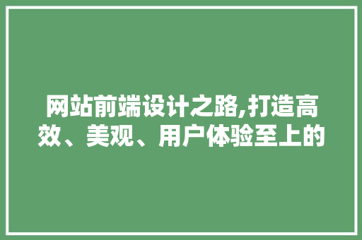 网站前端设计之路,打造高效、美观、用户体验至上的视觉盛宴