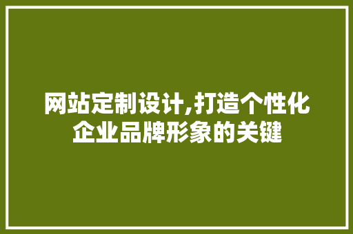 网站定制设计,打造个性化企业品牌形象的关键