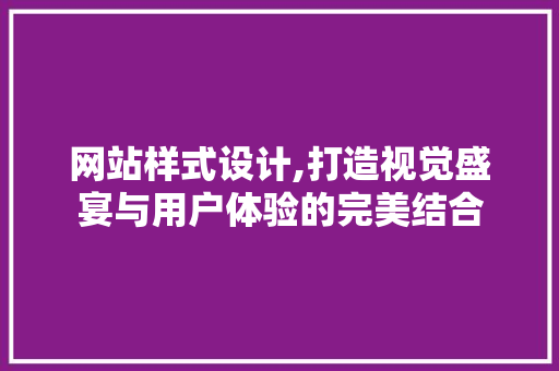 网站样式设计,打造视觉盛宴与用户体验的完美结合