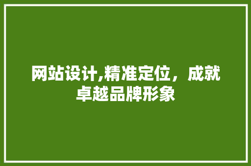 网站设计,精准定位，成就卓越品牌形象