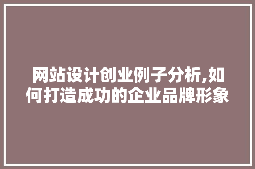 网站设计创业例子分析,如何打造成功的企业品牌形象