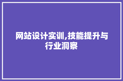 网站设计实训,技能提升与行业洞察