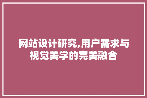 网站设计研究,用户需求与视觉美学的完美融合