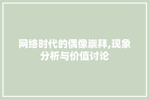 网络时代的偶像崇拜,现象分析与价值讨论