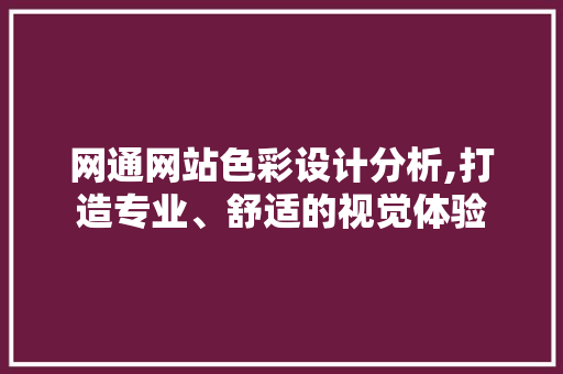 网通网站色彩设计分析,打造专业、舒适的视觉体验