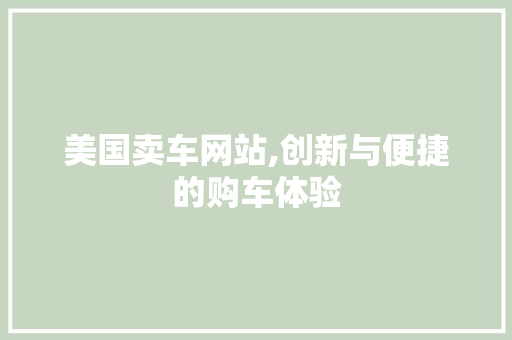 美国卖车网站,创新与便捷的购车体验