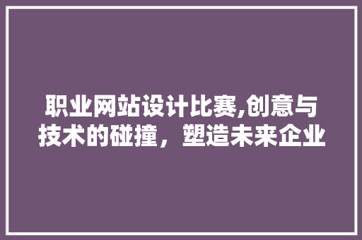 职业网站设计比赛,创意与技术的碰撞，塑造未来企业品牌形象
