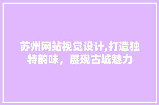 苏州网站视觉设计,打造独特韵味，展现古城魅力