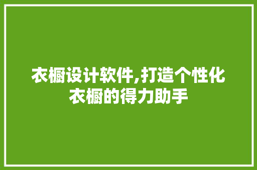 衣橱设计软件,打造个性化衣橱的得力助手