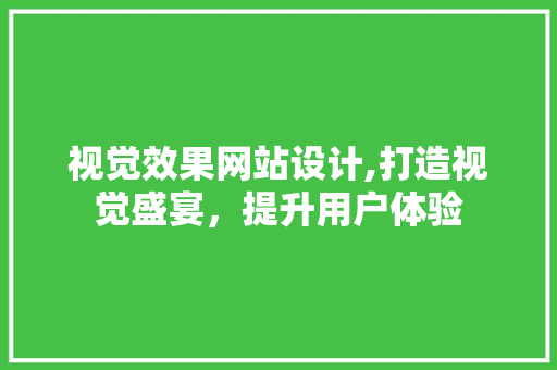 视觉效果网站设计,打造视觉盛宴，提升用户体验