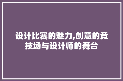 设计比赛的魅力,创意的竞技场与设计师的舞台