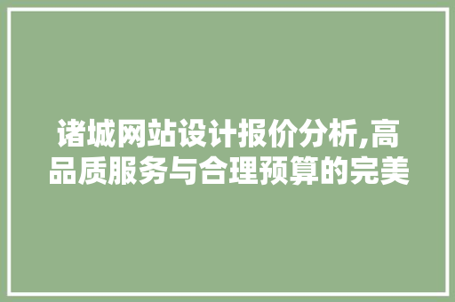 诸城网站设计报价分析,高品质服务与合理预算的完美融合