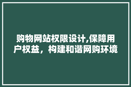 购物网站权限设计,保障用户权益，构建和谐网购环境