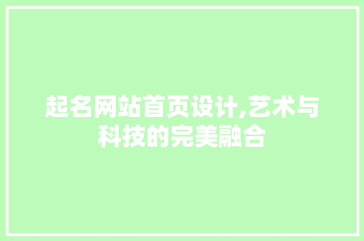起名网站首页设计,艺术与科技的完美融合