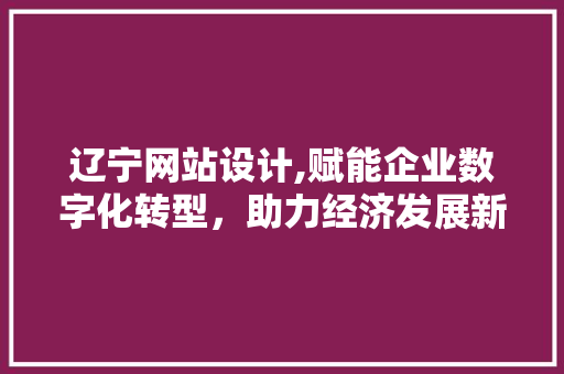 辽宁网站设计,赋能企业数字化转型，助力经济发展新引擎
