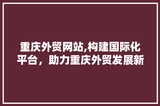 重庆外贸网站,构建国际化平台，助力重庆外贸发展新篇章