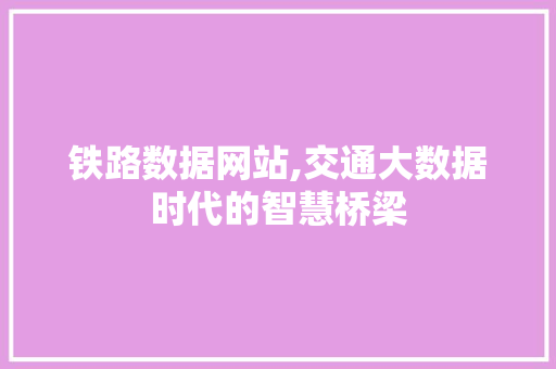 铁路数据网站,交通大数据时代的智慧桥梁