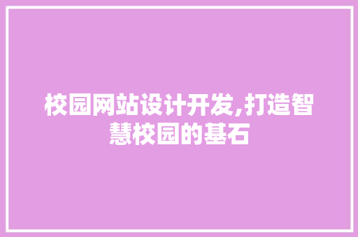 校园网站设计开发,打造智慧校园的基石