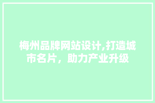 梅州品牌网站设计,打造城市名片，助力产业升级