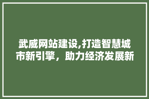 武威网站建设,打造智慧城市新引擎，助力经济发展新篇章