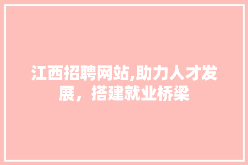 江西招聘网站,助力人才发展，搭建就业桥梁