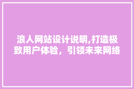 浪人网站设计说明,打造极致用户体验，引领未来网络风尚