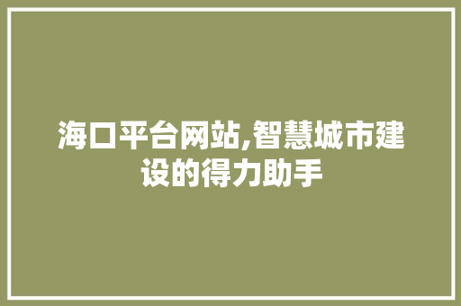 海口平台网站,智慧城市建设的得力助手