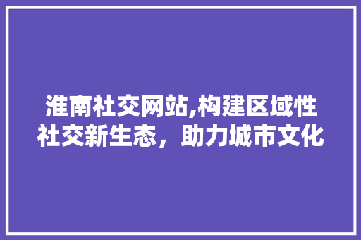 淮南社交网站,构建区域性社交新生态，助力城市文化繁荣发展