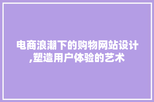 电商浪潮下的购物网站设计,塑造用户体验的艺术