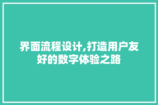 界面流程设计,打造用户友好的数字体验之路