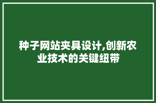种子网站夹具设计,创新农业技术的关键纽带