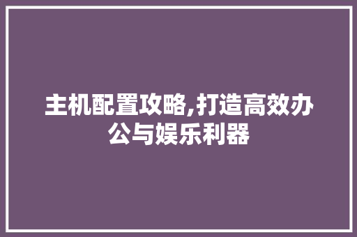 主机配置攻略,打造高效办公与娱乐利器