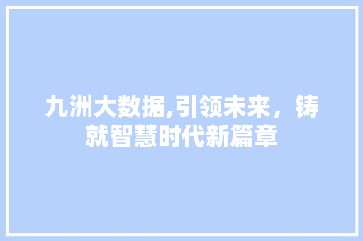 九洲大数据,引领未来，铸就智慧时代新篇章