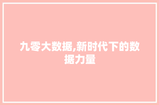 九零大数据,新时代下的数据力量